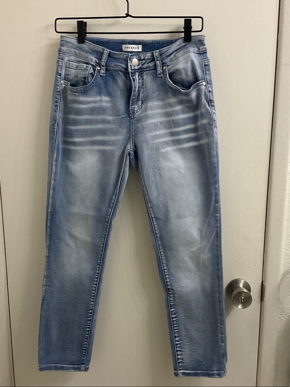 Light Blue Skinny Jeans with Faded Whisker Detail - Blank Brand
